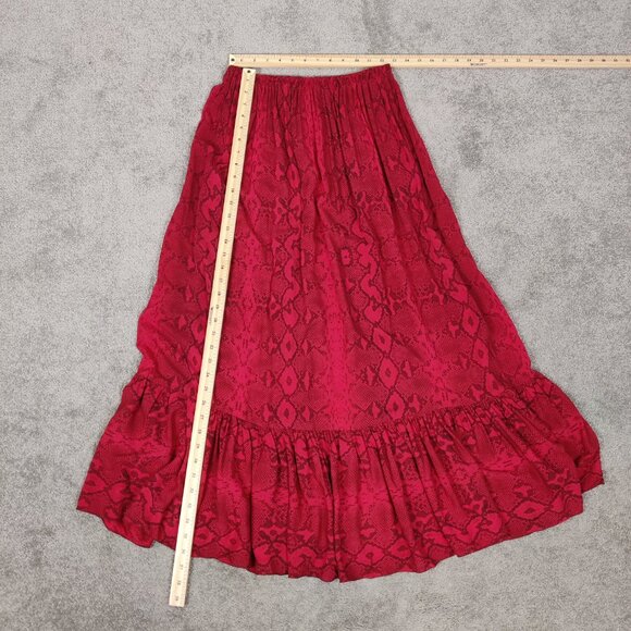 Women's Skirt Sz S Snakeskin Red Black A Line Tiered Whimsical Hippie Lagenlook - Picture 4 of 6